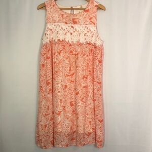 VTG NY Collection Women's Crochet Trim Shift Dress Orange Size LP